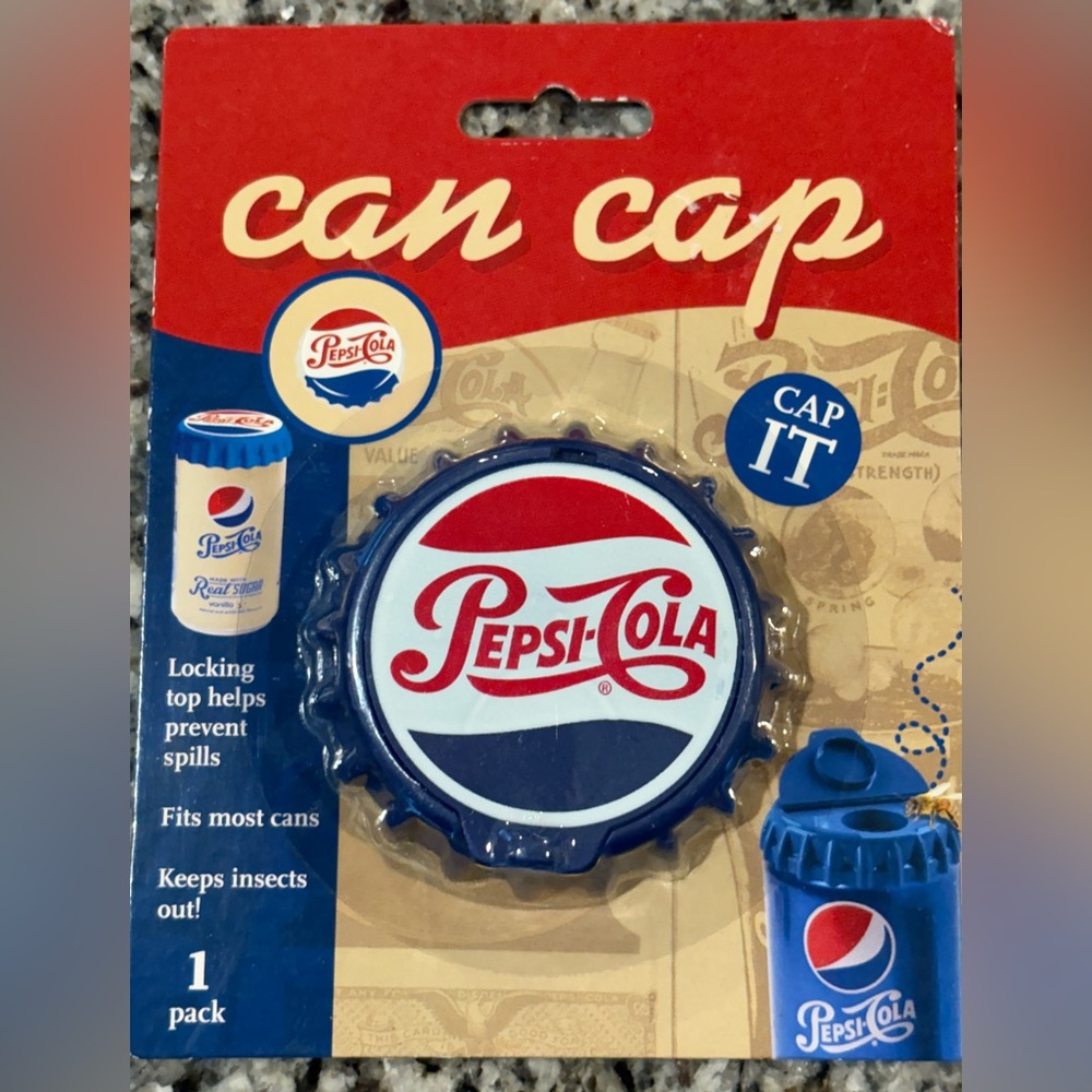 New in package- Vintage look- Old Pepsi logo soda can locking top